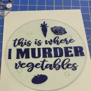 Blue Vinyl Vegetable Trivet Cutting Board 8"